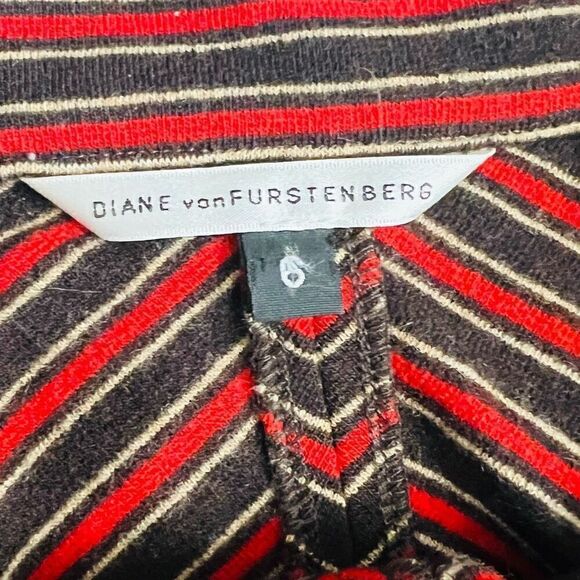 Diane Von Furstenberg Womens Red And Black Striped A-Line Skirt Size 6 - Picture 4 of 5